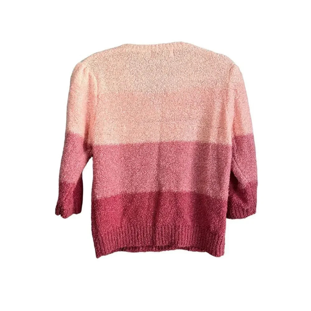 Vintage Diane Von Furstenberg Ombre Sweater Women's L Multi Pink 90's - Picture 2 of 5